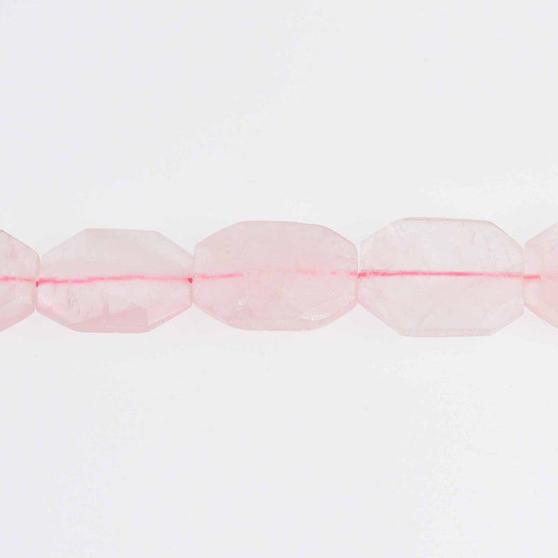 2 Pink Rose Quartz Gemstone Beads Octagon 25mm gem0733