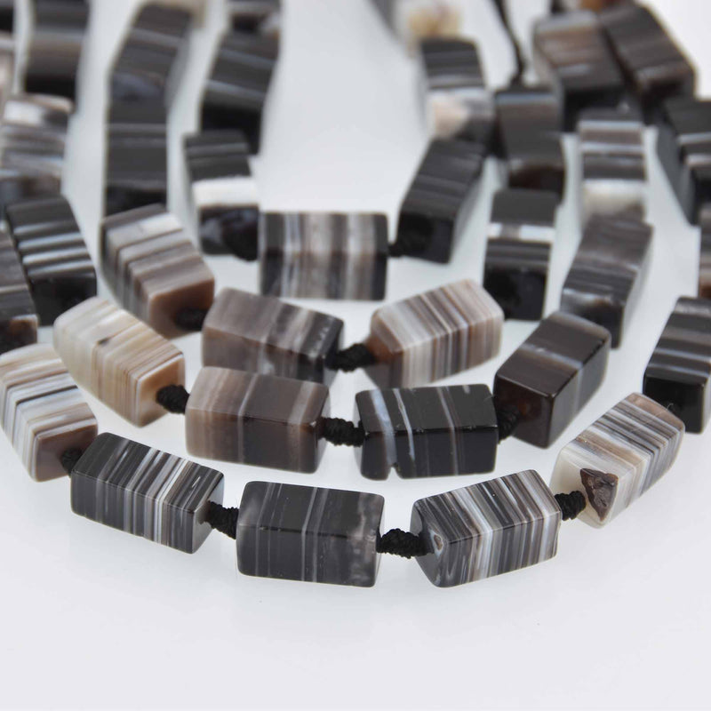 16mm BOTSWANA AGATE Beads, Rectangle Cube, Column Beads, strand, gem0734