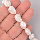 2 Large White Cultured Pearl Beads, 13mm to 16mm, gem0735