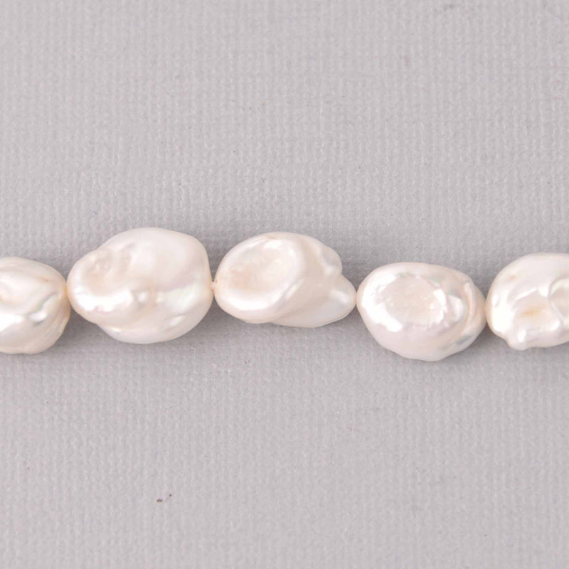 2 Large White Cultured Pearl Beads, 13mm to 16mm, gem0735