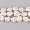 2 Large White Cultured Pearl Beads, 13mm to 16mm, gem0735