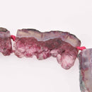 2 Pink Agate Druzy Beads, top drilled slab, 1.5" to 2" wide, gem0736