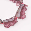 2 Pink Agate Druzy Beads, top drilled slab, 1.5" to 2" wide, gem0736