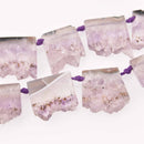 2 Amethyst Druzy Beads, top drilled slab, 7/8" to 1-1/4" wide, gem0737