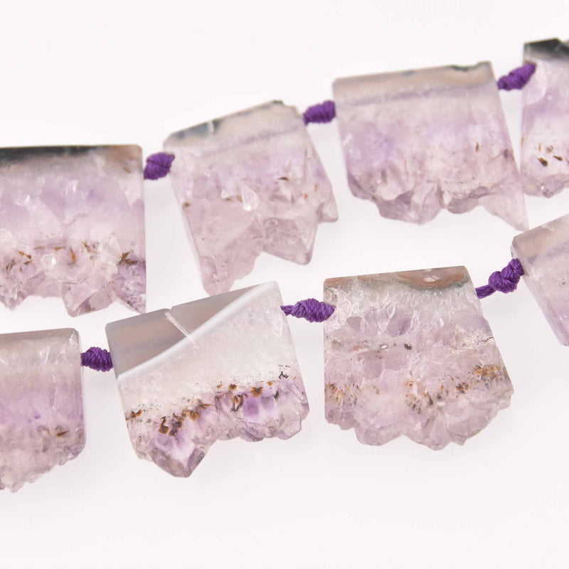 2 Amethyst Druzy Beads, top drilled slab, 7/8" to 1-1/4" wide, gem0737