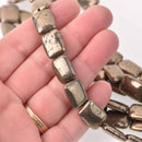 16mm PYRITE Fools Gold Gemstone Beads, Rectangle, strand, gem0738