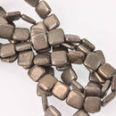 12mm PYRITE Fools Gold Gemstone Beads, Square, strand, gem0740
