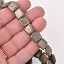 12mm PYRITE Fools Gold Gemstone Beads, Square, strand, gem0740