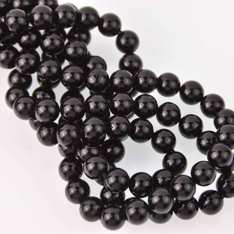 8mm Black Tourmaline Round Beads, natural gemstone, full strand, gem0742