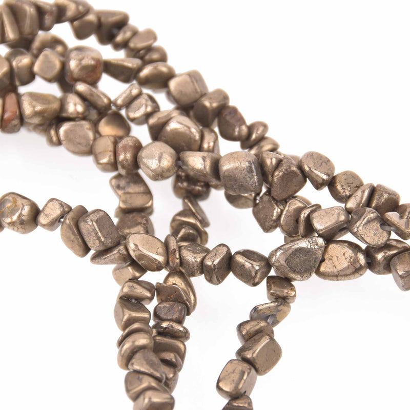 6mm PYRITE Fools Gold Gemstone Beads, Nuggets, strand, gem0744