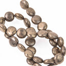 12mm PYRITE Fools Gold Gemstone Beads, Coin, strand, gem0745