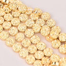 10mm Hematite Coin Beads, GOLD Coated Gemstone, 15 beads, gem0748