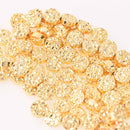 10mm Hematite Coin Beads, GOLD Coated Gemstone, 15 beads, gem0748