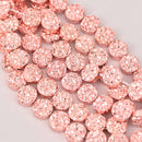 10mm Hematite Coin Beads, ROSE GOLD Coated Gemstone, 15 beads, gem0749