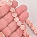 10mm Hematite Coin Beads, ROSE GOLD Coated Gemstone, 15 beads, gem0749