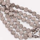 10mm Hematite Coin Beads, SILVER Coated Gemstone, 15 beads, gem0754