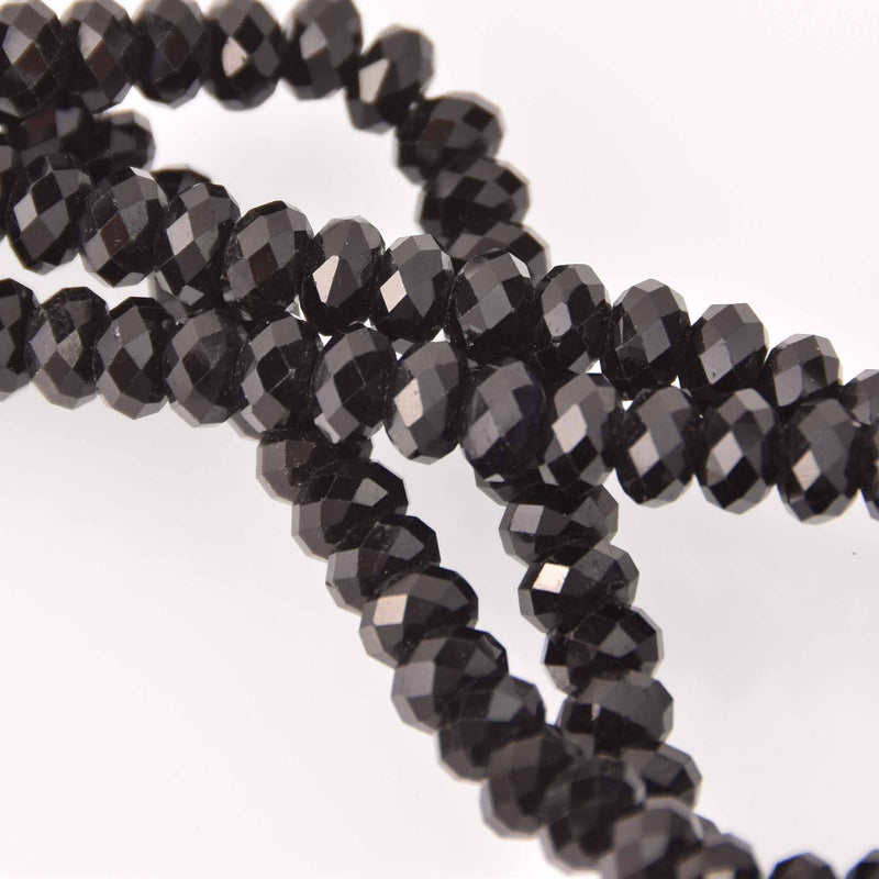 7mm Black Tourmaline Rondelle Beads, natural gemstone, strand, gem0759