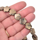 15mm PYRITE Fools Gold Gemstone Beads, Flower, 14 beads, gem0761