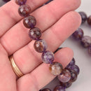 12mm AMETHYST PHANTOM QUARTZ Beads, Round faceted gemstone agate, gem0765