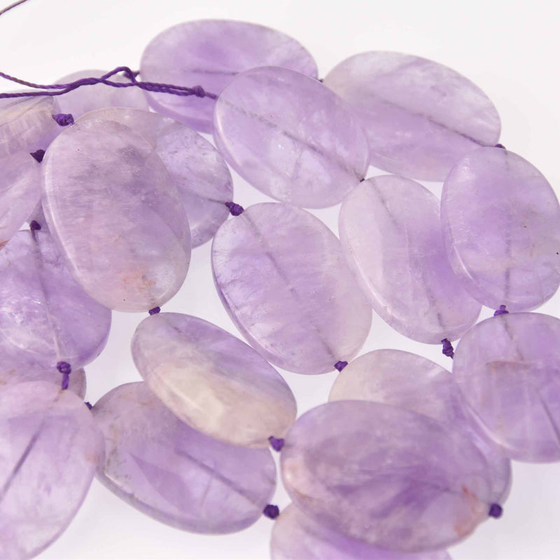 2 Amethyst Oval Beads, gemstone, 32x22mm, gem0766