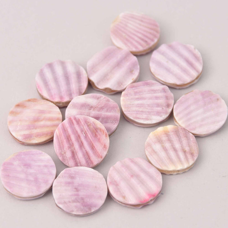 18mm Shell Coin Beads, Purple Pectin Shell, 4 beads, gem0767