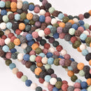 6mm LAVA Stone ROUND Beads, Mixed Colors, strand gem0771