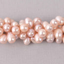 Pink Cultured Pearl Beads, 8mm to 10mm, top drilled, gem0774