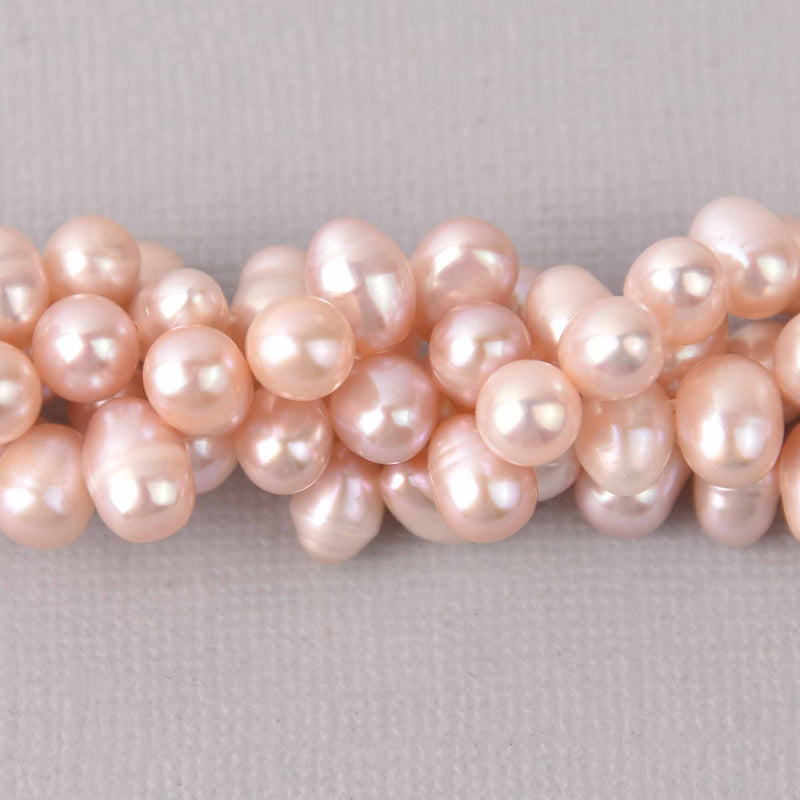 Pink Cultured Pearl Beads, 8mm to 10mm, top drilled, gem0774