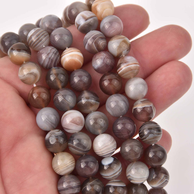 10mm BOTSWANA AGATE Gemstone Beads, Round, Banded, strand, gem0782