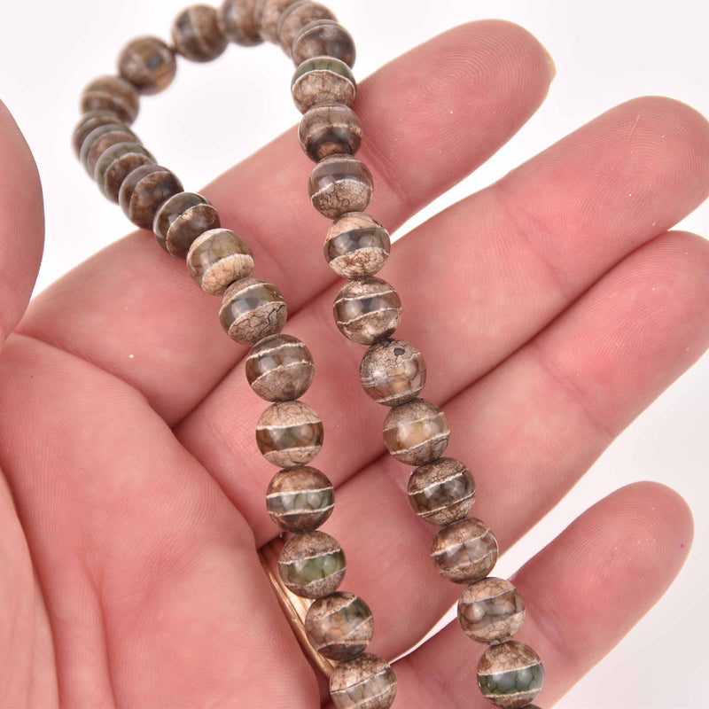 8mm DZI Agate Gemstone Beads Center stripe pattern, strand, gem0785