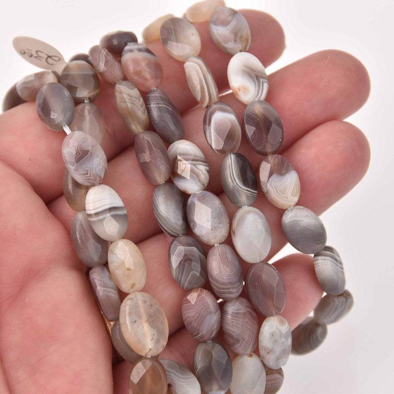 12mm BOTSWANA AGATE Gemstone Beads, Faceted Oval, Banded, strand, gem0791