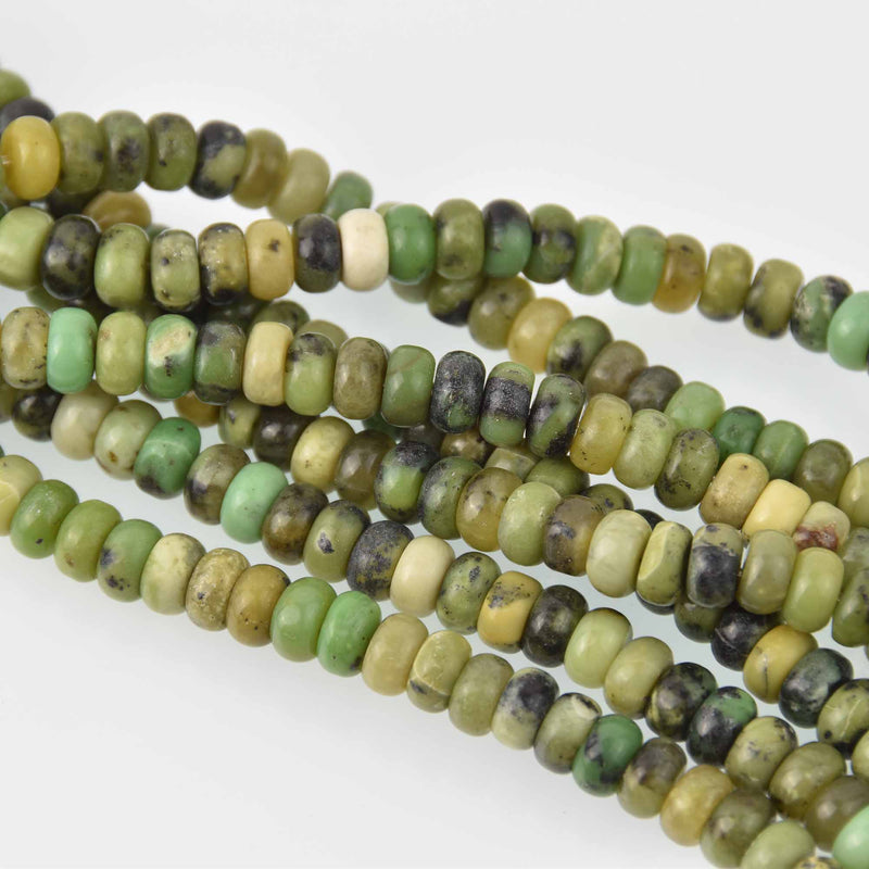8mm Chrysoprase Rondelle Gemstone Beads, natural green, strand, gem0795