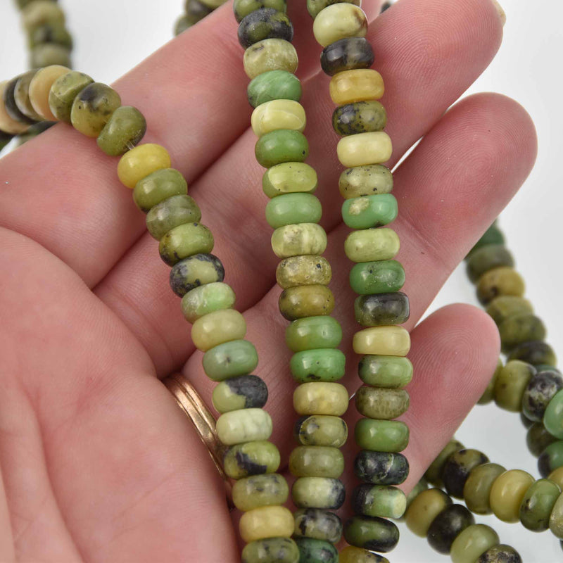 8mm Chrysoprase Rondelle Gemstone Beads, natural green, strand, gem0795