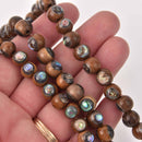 10mm Sandalwood and Abalone Round Beads, wooden beads, shell beads, half strand, gem0799
