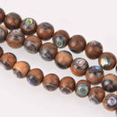 10mm Sandalwood and Abalone Round Beads, wooden beads, shell beads, half strand, gem0799