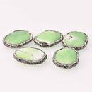 1 Grass Agate Gemstone Bead, Micropave Crystal Bezel, Green Stone, 34mm, gem0808
