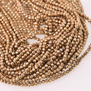 3mm Hematite Round Beads, Dark GOLD Titanium Coated Gemstone, faceted, strand, gem0810