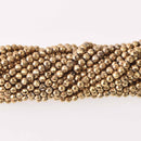 3mm Hematite Round Beads, Dark GOLD Titanium Coated Gemstone, faceted, strand, gem0810