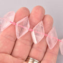 Pink Rose Quartz Gemstone Beads, Diamond, Faceted Gemstone, strand, 27x15mm, gem0812