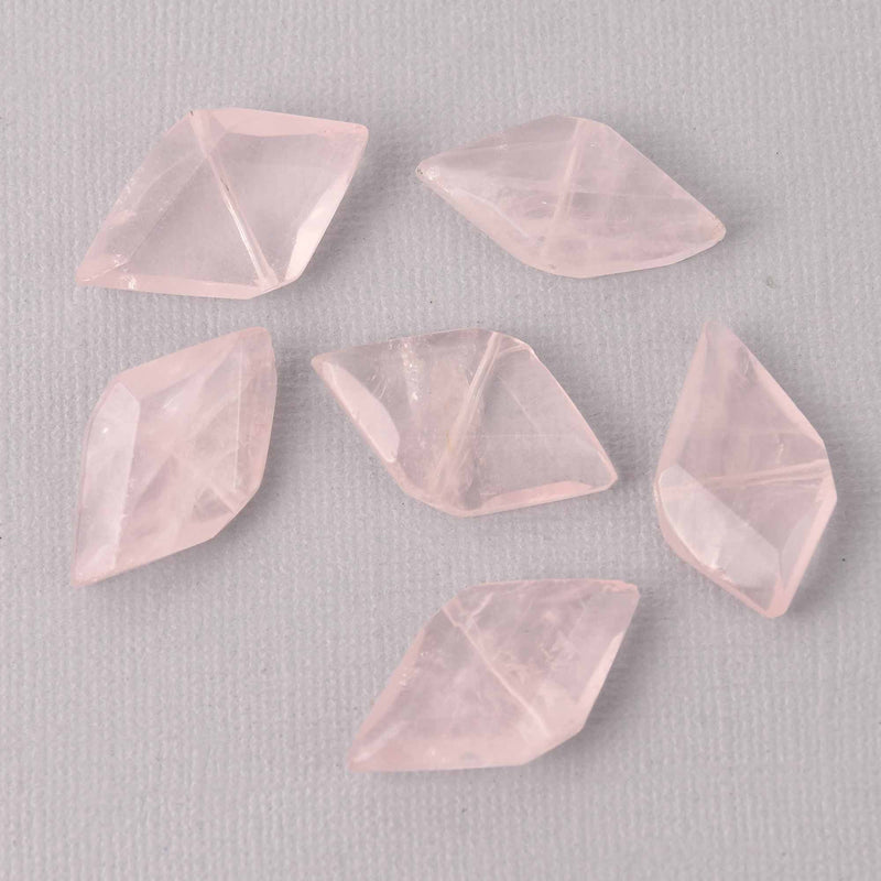 Pink Rose Quartz Gemstone Beads, Diamond, Faceted Gemstone, strand, 27x15mm, gem0812