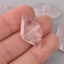 Pink Rose Quartz Gemstone Beads, Diamond, Faceted Gemstone, strand, 27x15mm, gem0812