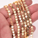 6mm Hematite Beads, Star, GOLD Plate Gemstone, strand, gem0814