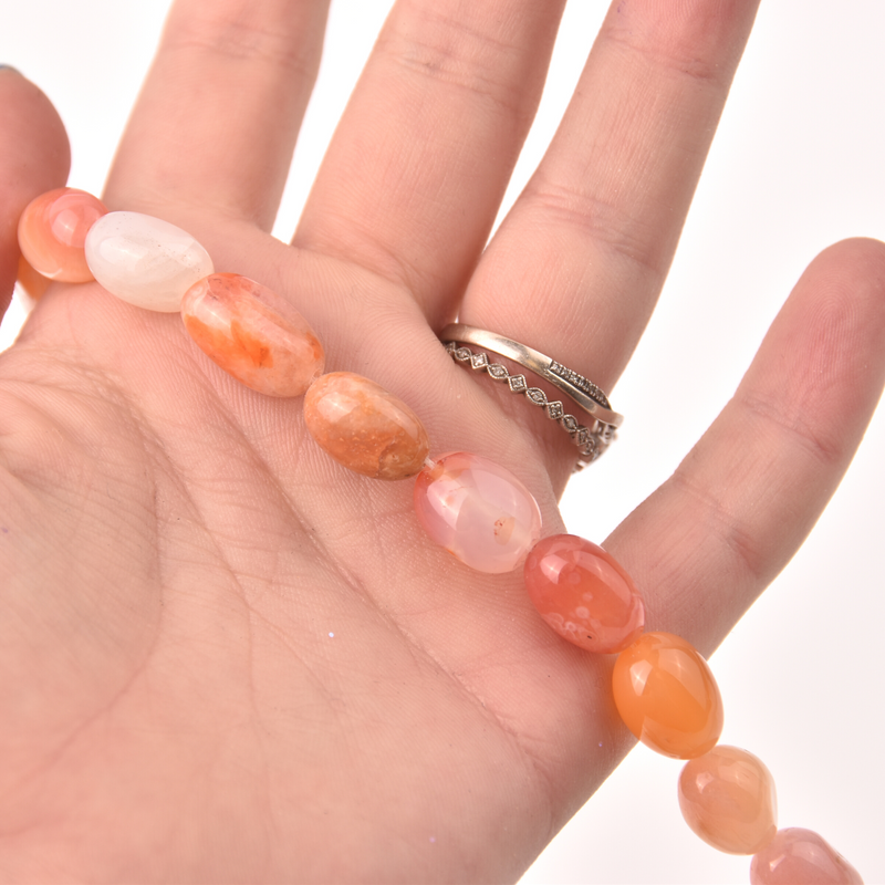 Orange Botswana Agate Half Strand, 12-16mm Oval Gemstone Beads, 8" long gem0829