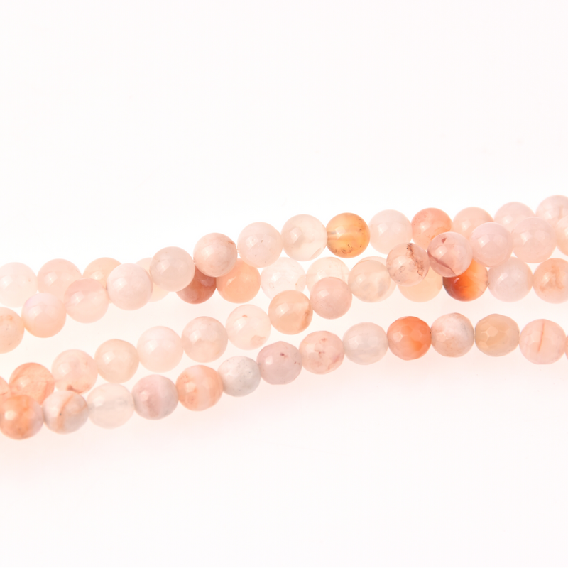 Cherry Blossom Jasper Half Strand, 6mm Round Gemstone Beads, 8" long gem0831
