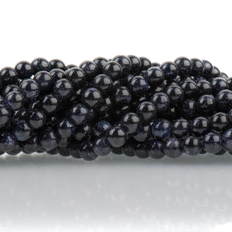 6mm BLUE GOLDSTONE Round Beads, full strand . about 65 beads ggs0004