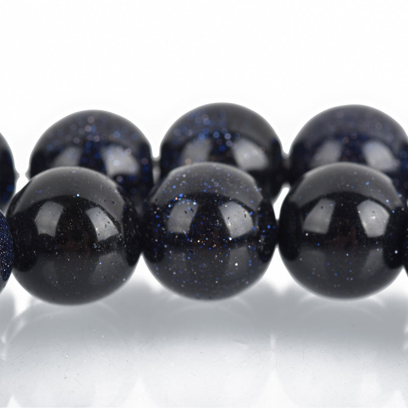 9mm Sparkly BLUE GOLDSTONE Round Beads, smooth, full strand, about 38 beads ggs0024