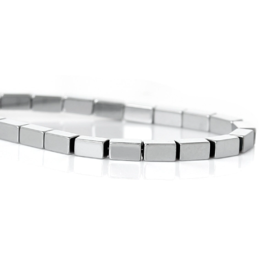 4mm Metallic SILVER Rectangle HEMATITE Gemstone Beads, strand 100 beads ghe0037