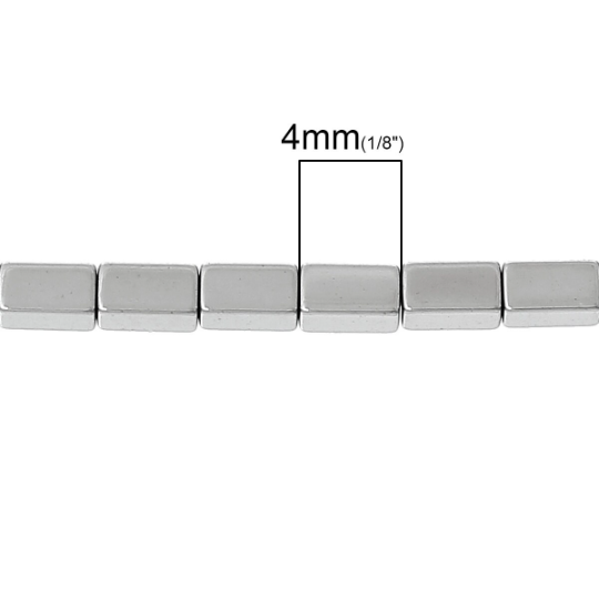 4mm Metallic SILVER Rectangle HEMATITE Gemstone Beads, strand 100 beads ghe0037