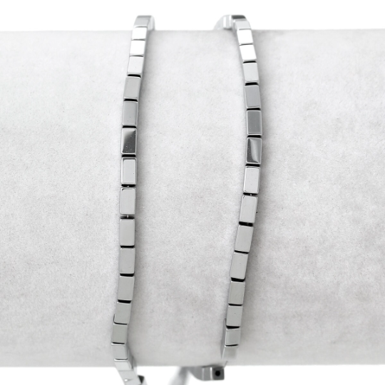 4mm Metallic SILVER Rectangle HEMATITE Gemstone Beads, strand 100 beads ghe0037