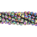 2mm Round Titanium Coated MARDI GRAS HEMATITE Gemstone Beads, faceted, full strand, about 194 beads  ghe0077